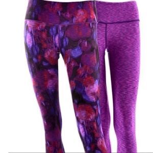 Active Life Purple Fuschia Space Dye Reversible‎ Active Leggings Pocket Sz S